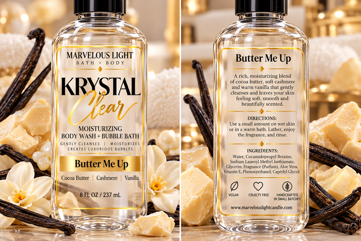KRYSTAL CLEAR
Moisturizing Body Wash + Bubble Bath