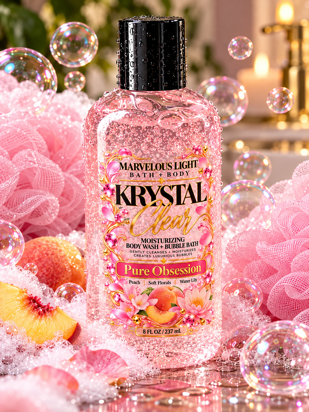 KRYSTAL CLEAR
Moisturizing Body Wash + Bubble Bath