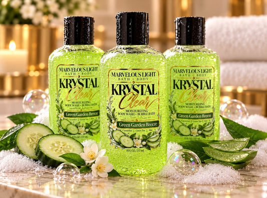KRYSTAL CLEAR
Moisturizing Body Wash + Bubble Bath