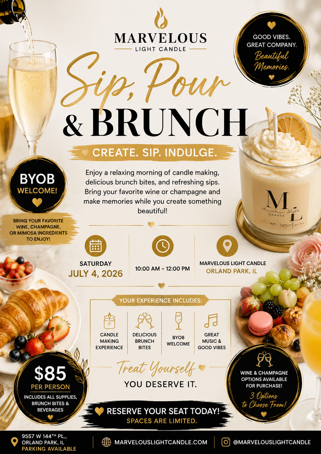 Sip. Pour. Brunch July 4th 10am - 12pm